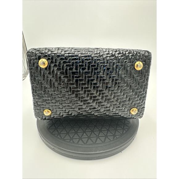 Vintage RODO Black Lacquered Wicker Basket Satchel Handbag - Picture 14 of 16